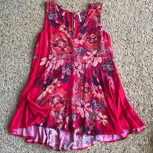 Red, floral free people tunic